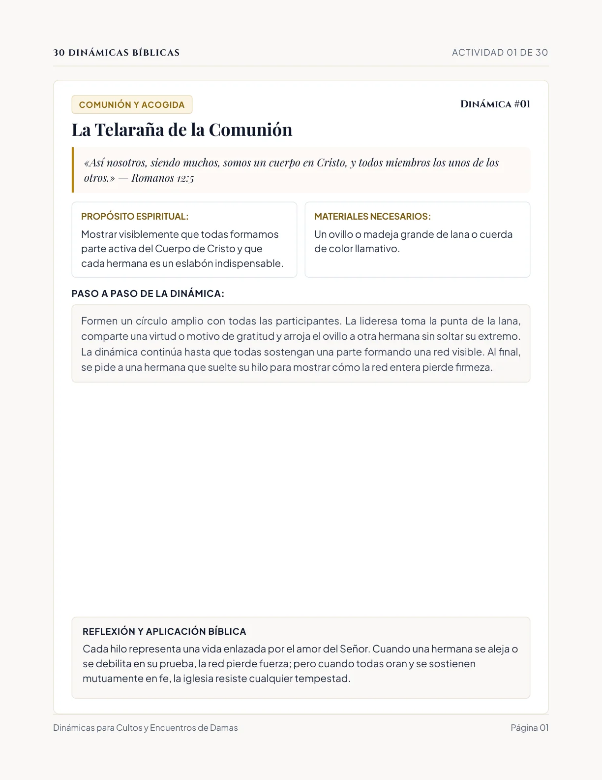 Página real de las 30 Dinámicas Bíblicas para Mujeres