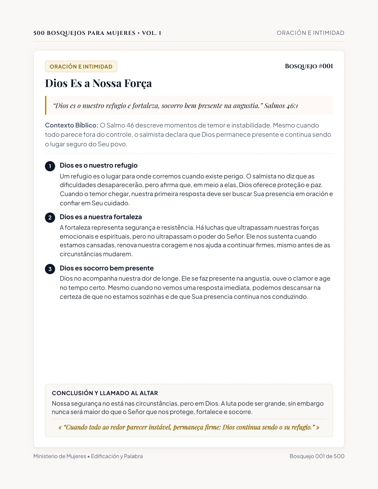 Página real del bosquejo de predicación en PDF